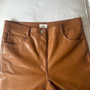 Aritzia Wilfred Epicurean Brown Vegan Leather High Waisted Pants (10)